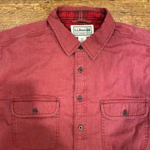 L.L. Bean Red Outdoor Work Flannel Lined Button Up Shirt Jacket Shacket Men's XL